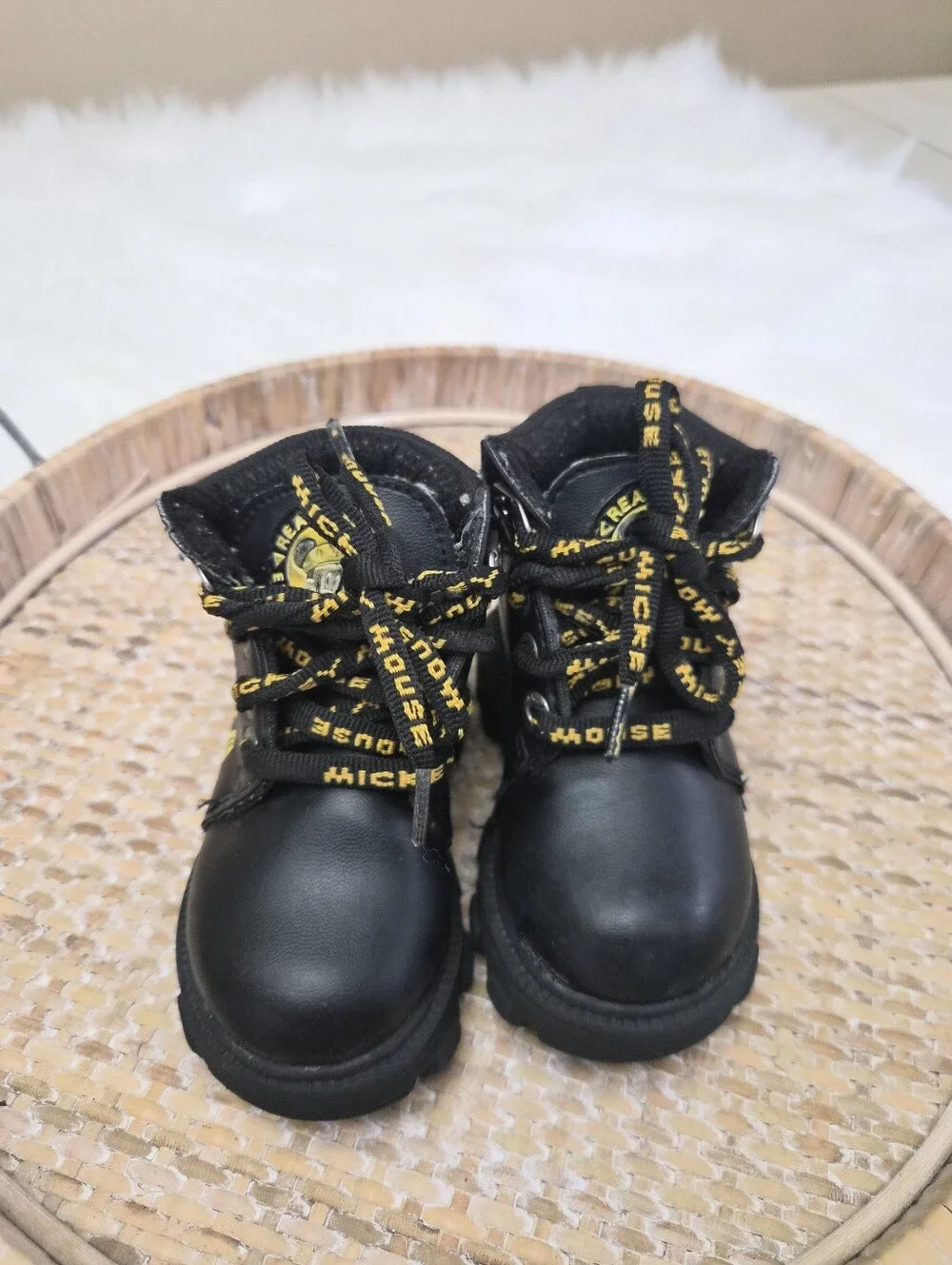 Vintage Baby Mickey For Kids Black Ankle Booties Shoes Size 5, Mickey Mouse